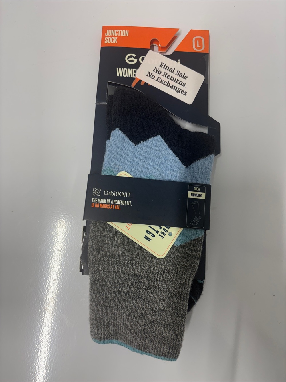 Gordini Mens Junction midweight crew sock size Large NWT